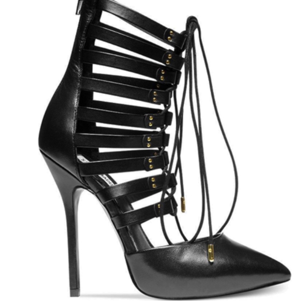 Steve Madden Sts Black Leather Lace-up heels.